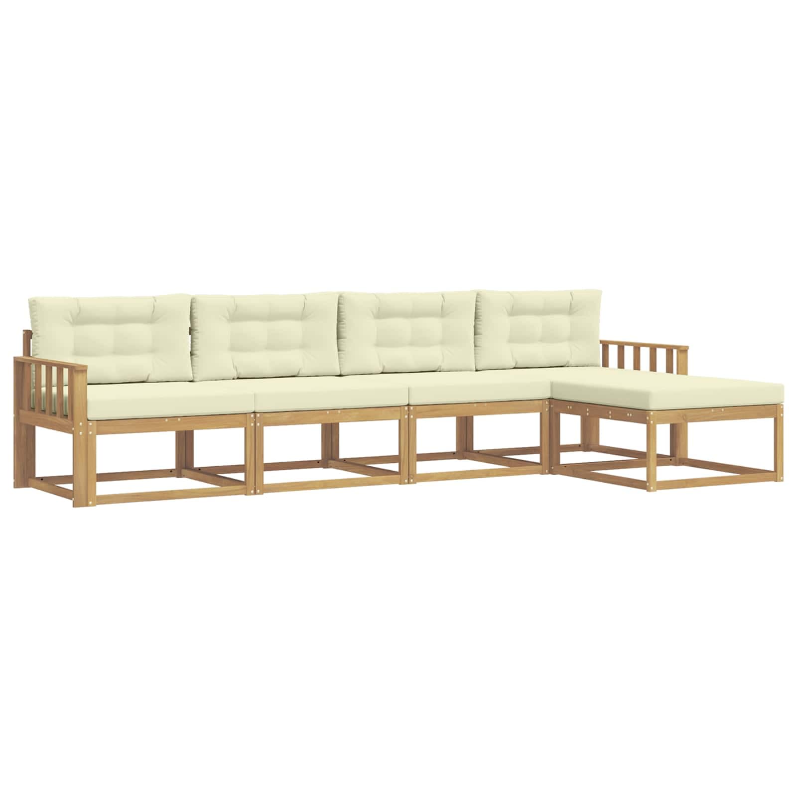 vidaXL Conjunto de Sofás para Exterior 4 pcs Branco e Creme Poliéster