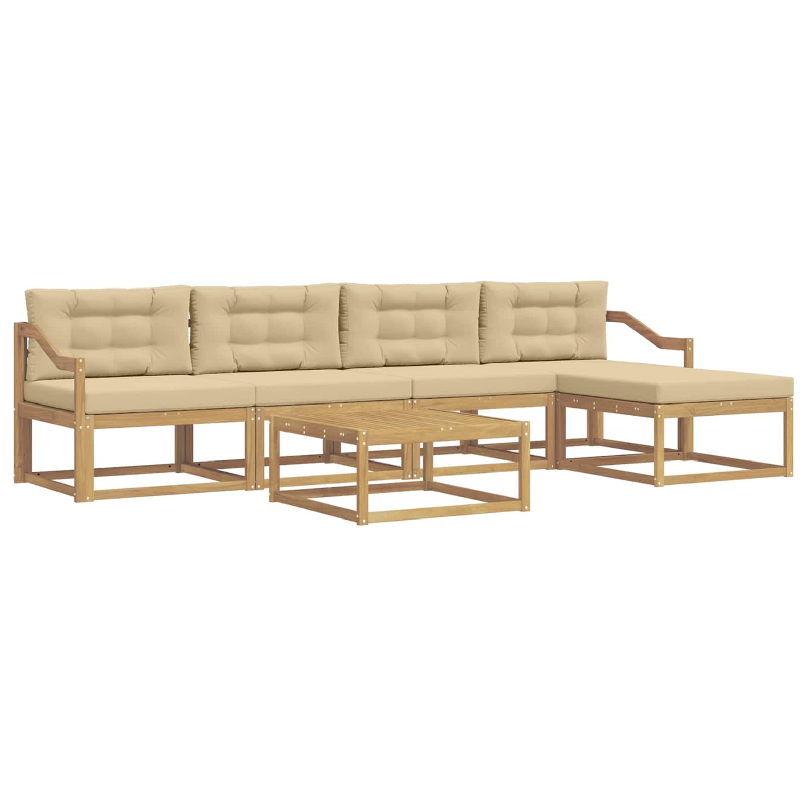 vidaXL Conjunto de Sofás para Exterior 6 pcs Branco e Bege