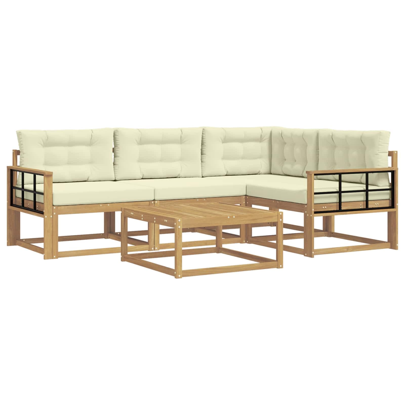 vidaXL Conjunto de Sofás para Exterior 5 pcs Branco e Creme