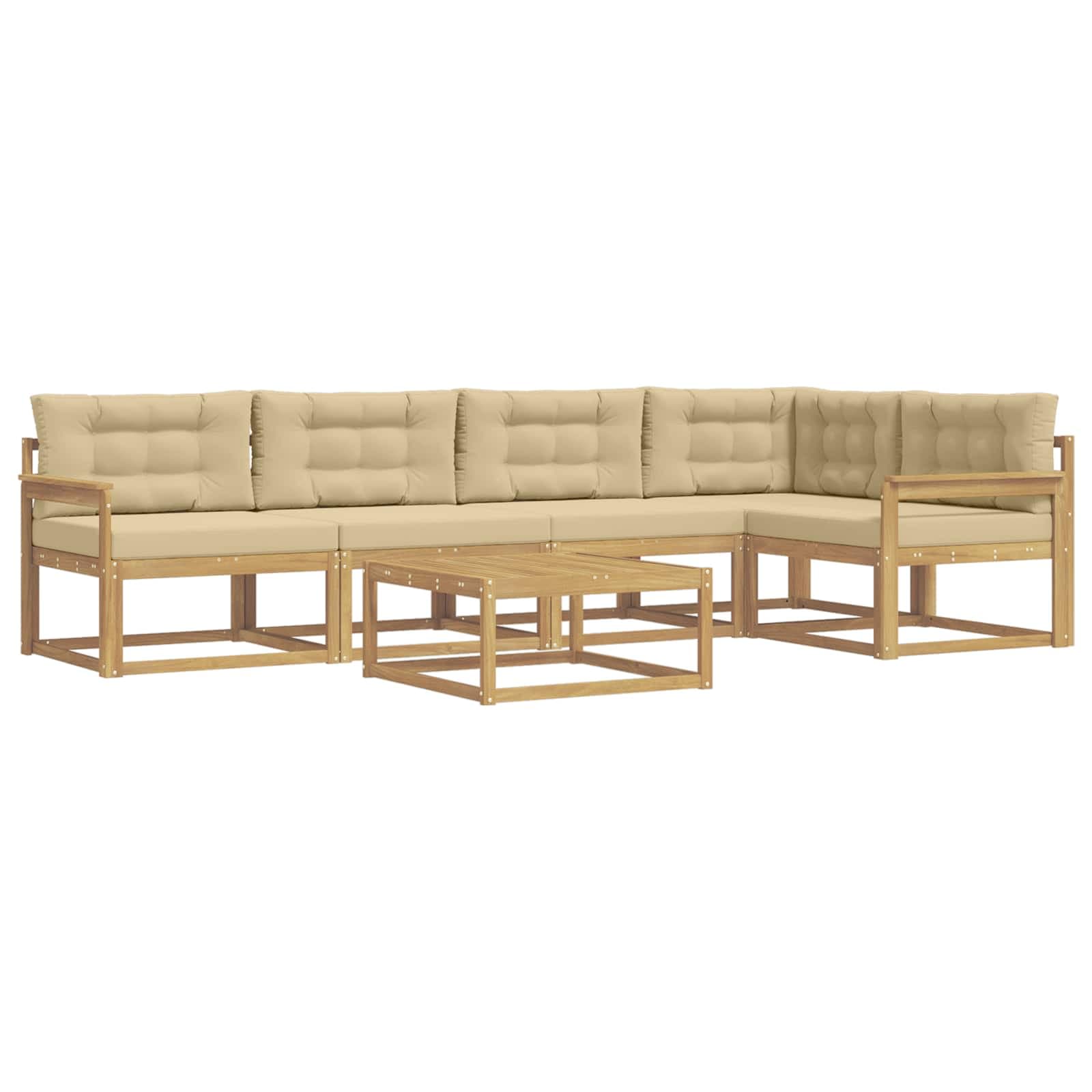 vidaXL Conjunto de Sofás para Exterior 6 pcs Branco e Bege