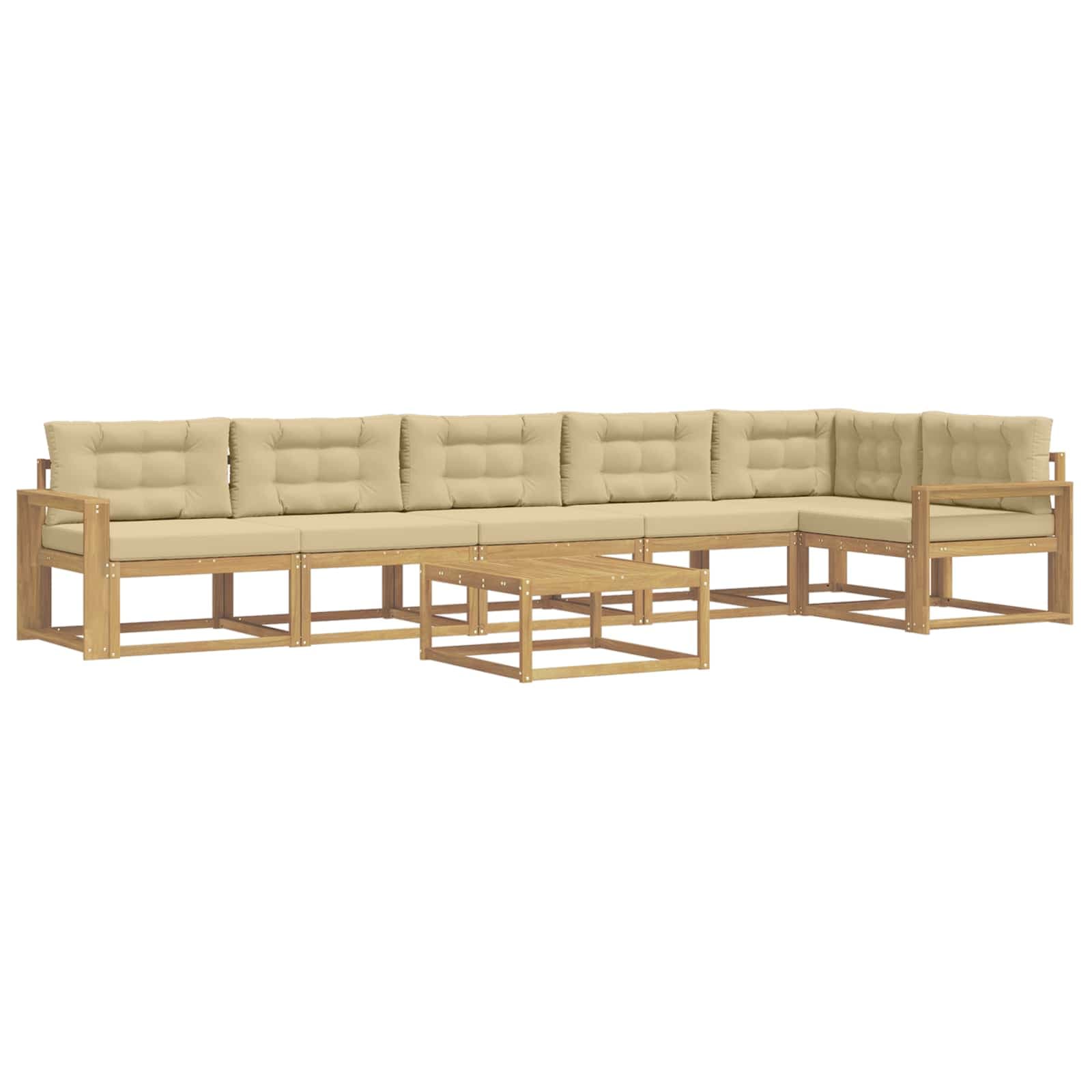 vidaXL Conjunto de Sofás para Exterior 7 pcs Branco e Bege