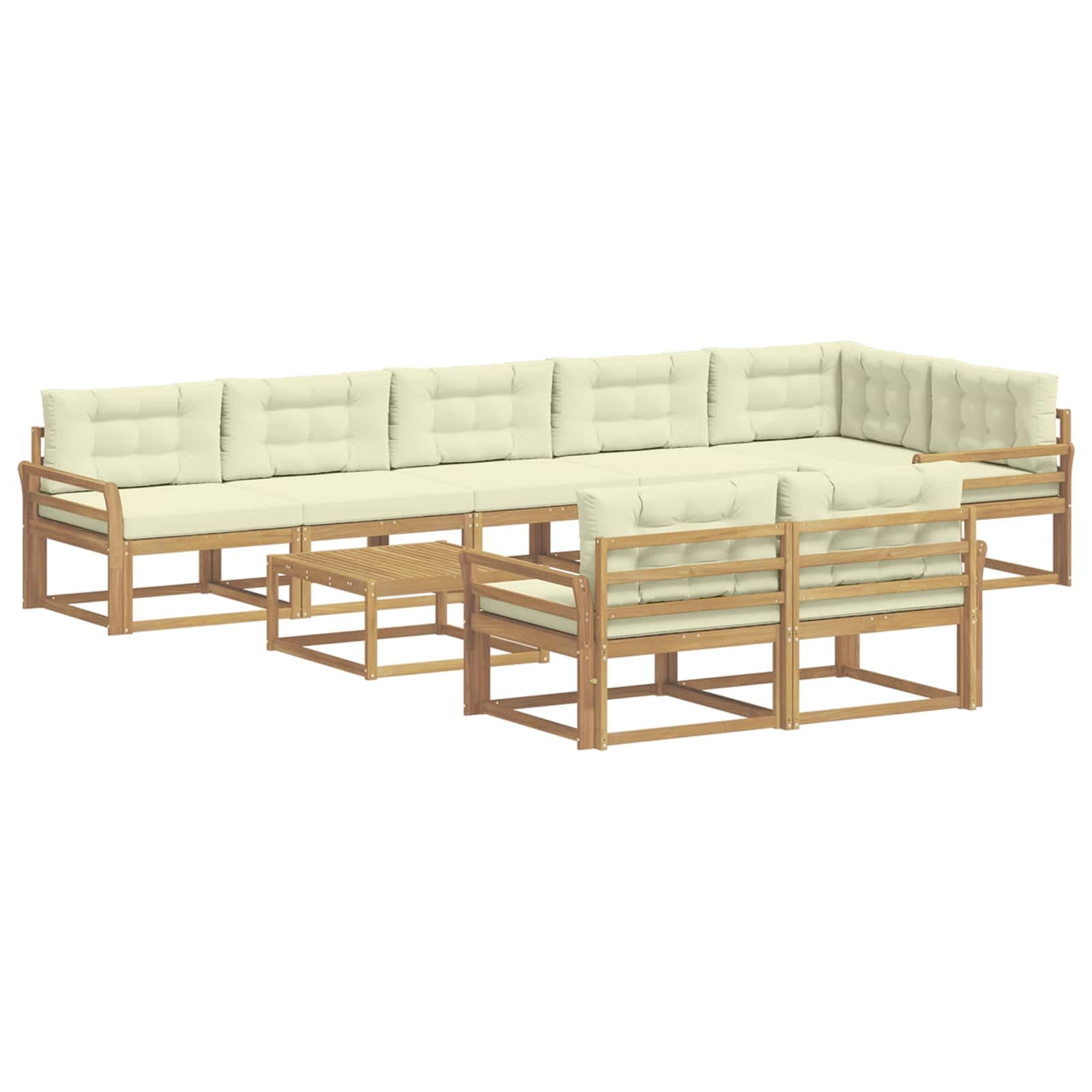 vidaXL Conjunto de Sofás para Exterior 9 pcs Branco e Creme