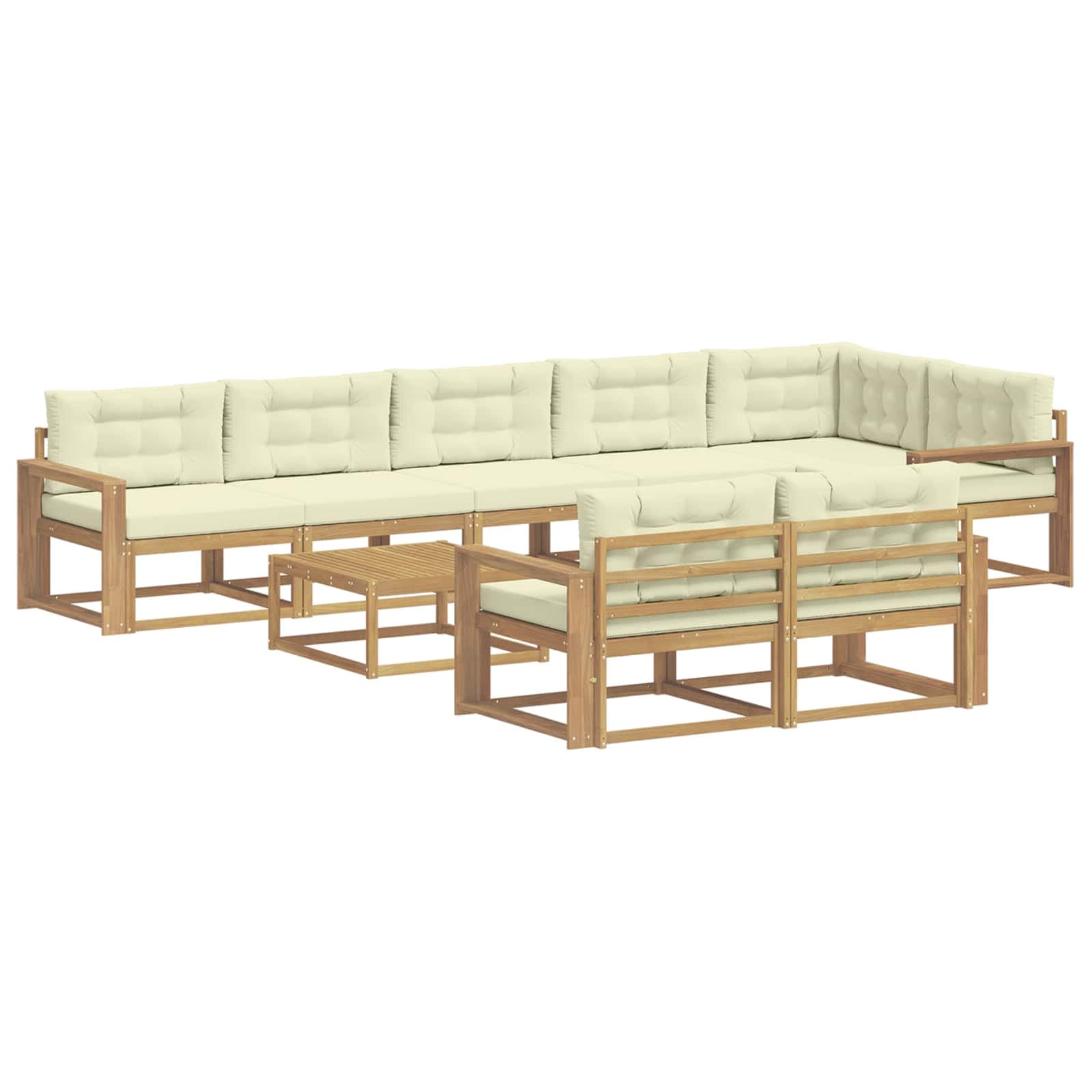 vidaXL Conjunto de Sofás para Exterior 9 pcs Branco e Creme