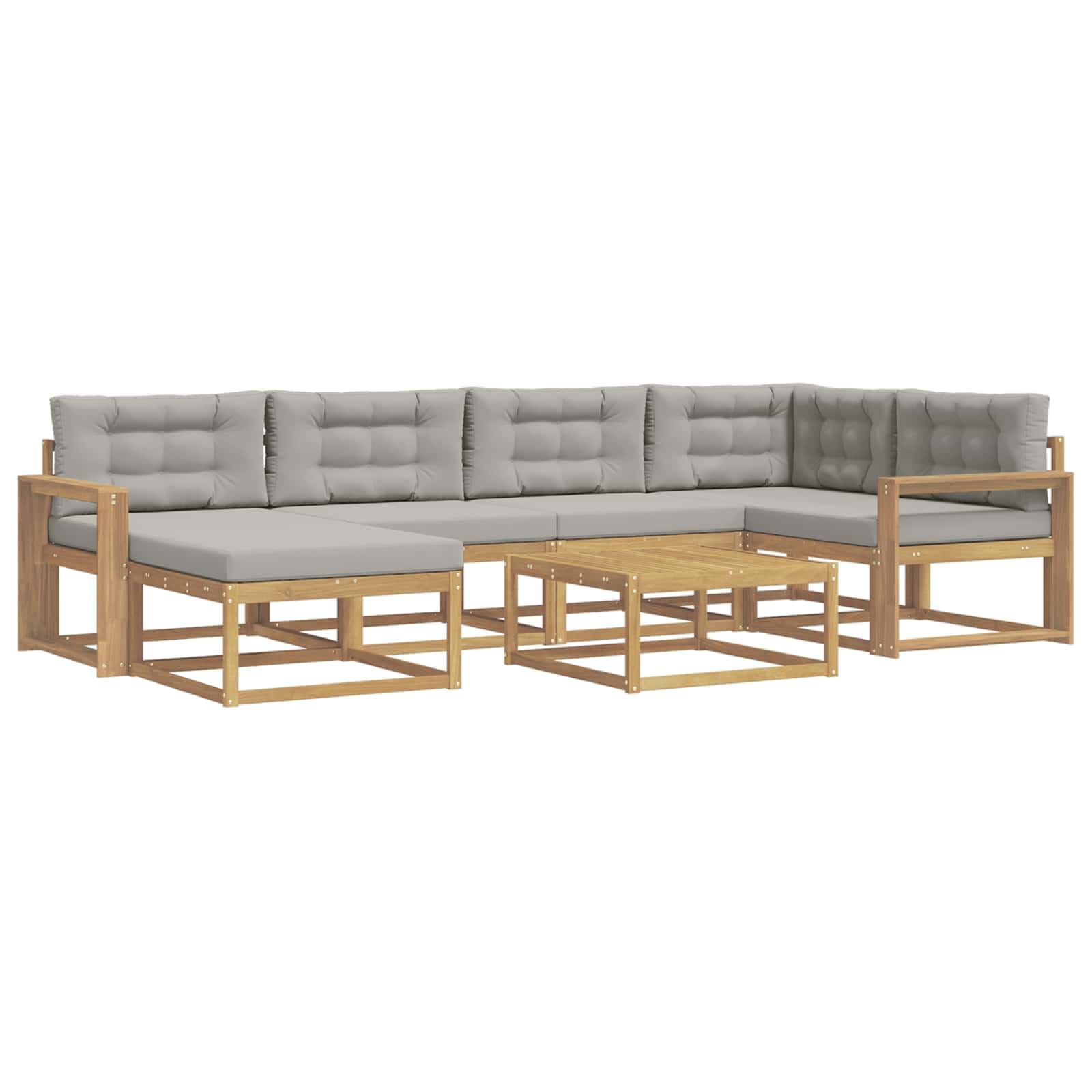 vidaXL Conjunto de Sofás para Exterior 7 pcs Branco e Cinzento-Claro