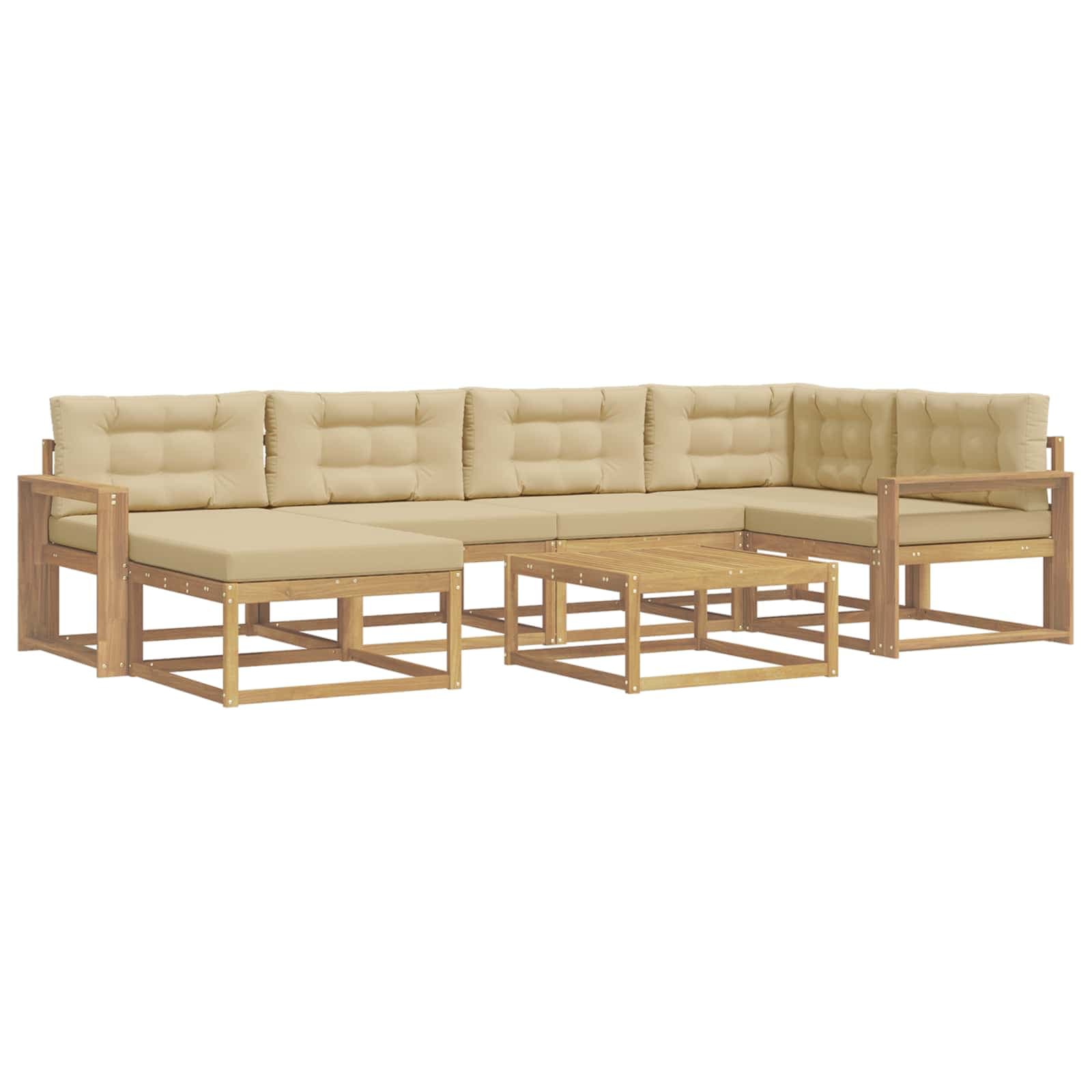 vidaXL Conjunto de Sofás para Exterior 7 pcs Branco e Bege