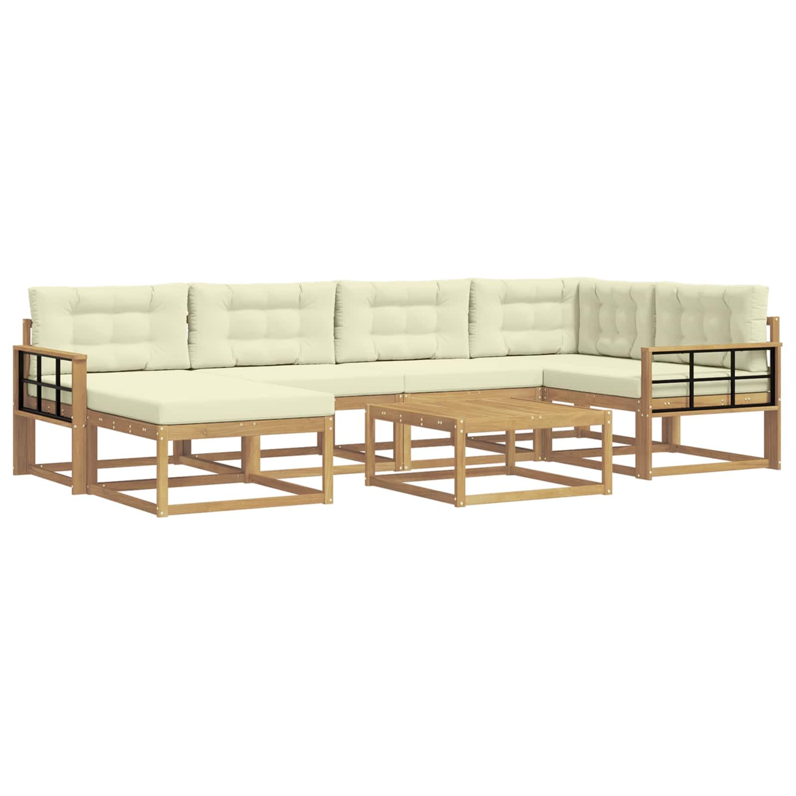 vidaXL Conjunto de Sofás para Exterior 7 pcs Branco e Creme