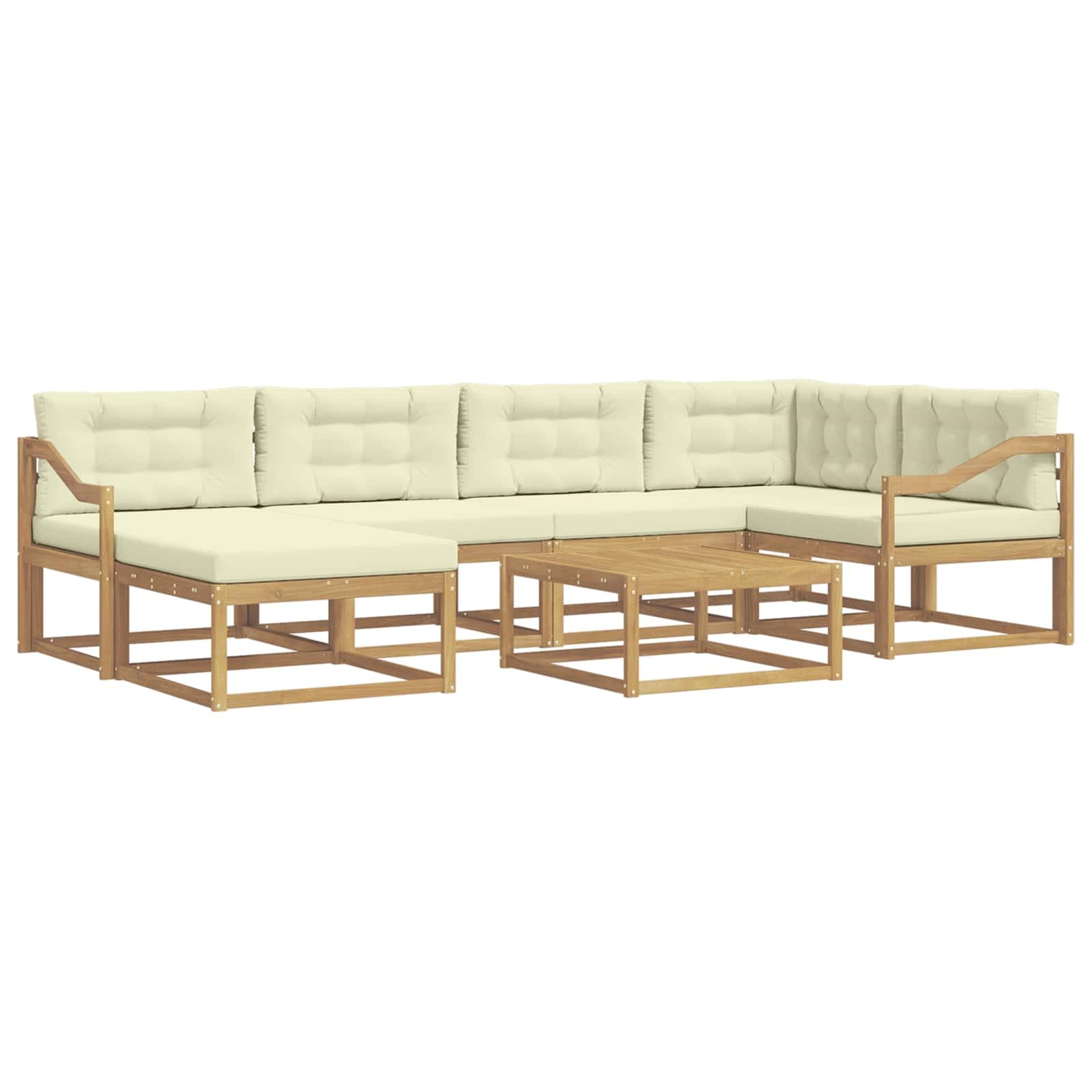 vidaXL Conjunto de Sofás para Exterior 7 pcs Branco e Creme