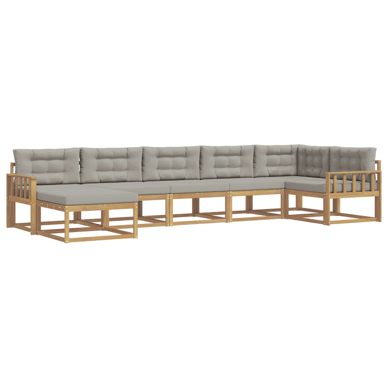 vidaXL Conjunto de Sofás para Exterior 7 pcs Branco e Cinzento-Claro