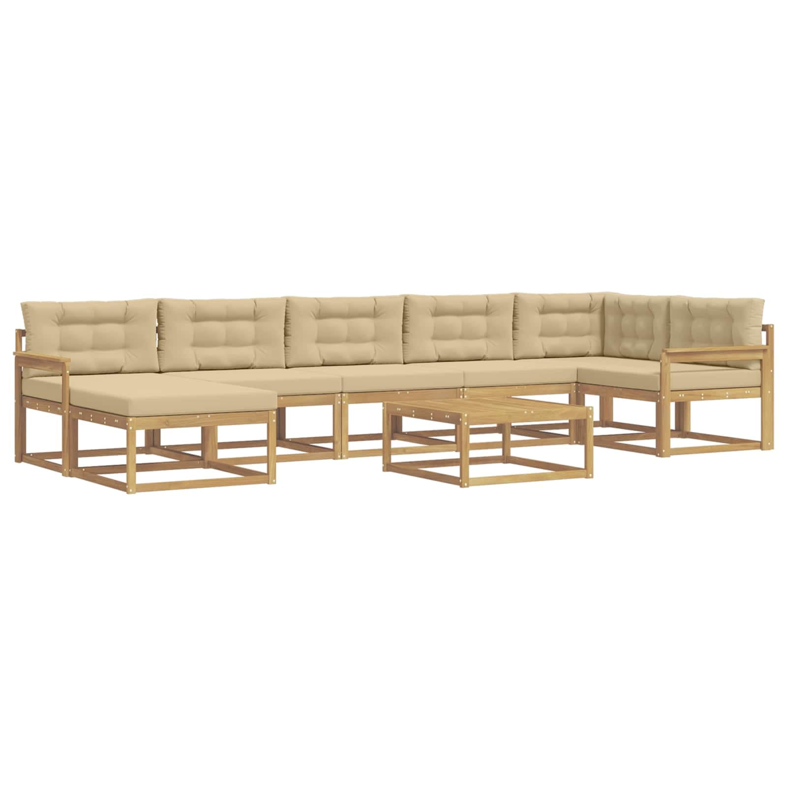 vidaXL Conjunto de Sofás para Exterior 8 pcs Branco e Bege