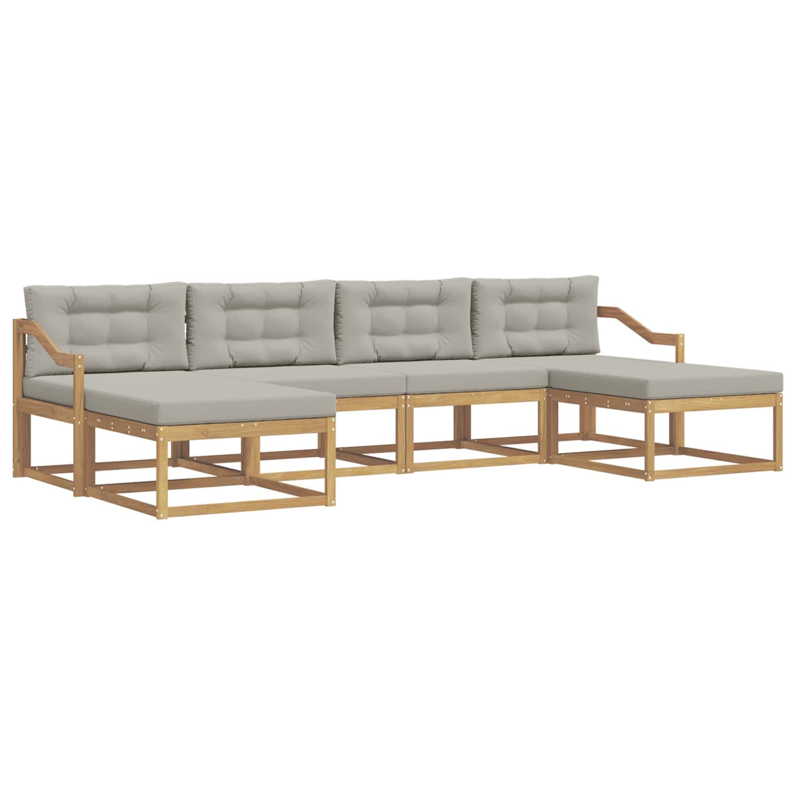 vidaXL Conjunto de Sofás para Exterior 6 pcs Branco e Cinzento-Claro