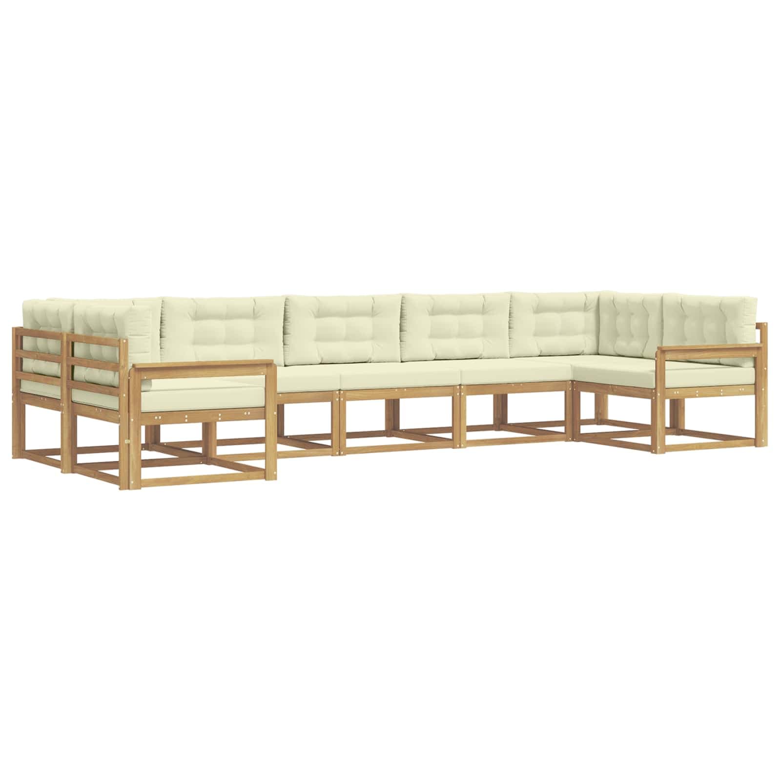 vidaXL Conjunto de Sofás para Exterior 7 pcs Branco e Creme