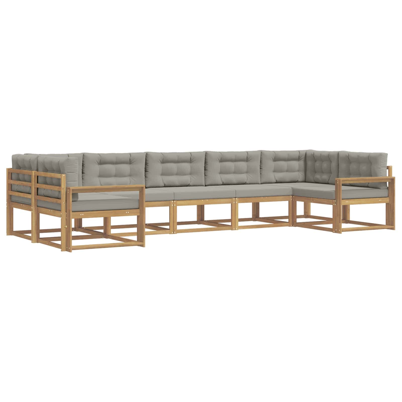 vidaXL Conjunto de Sofás para Exterior 7 pcs Branco e Cinzento-Claro