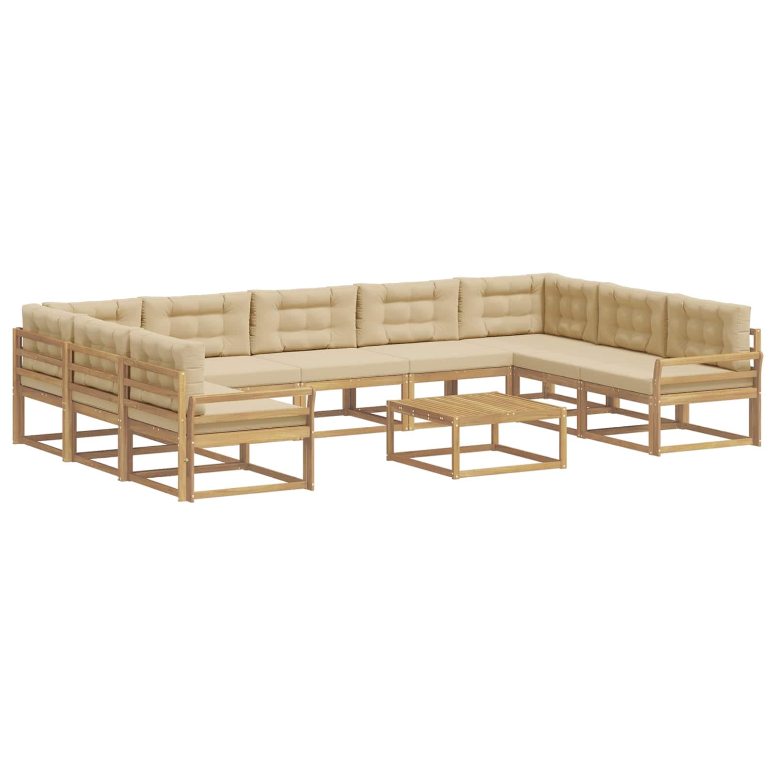 vidaXL Conjunto de Sofás para Exterior 10 pcs Branco e Bege