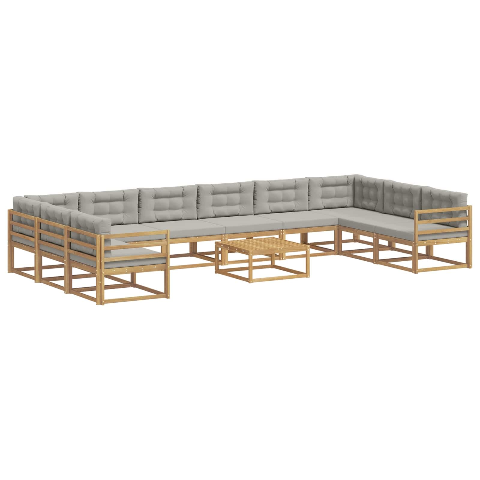 vidaXL Conjunto de Sofás para Exterior 11 pcs Branco e Cinzento-Claro