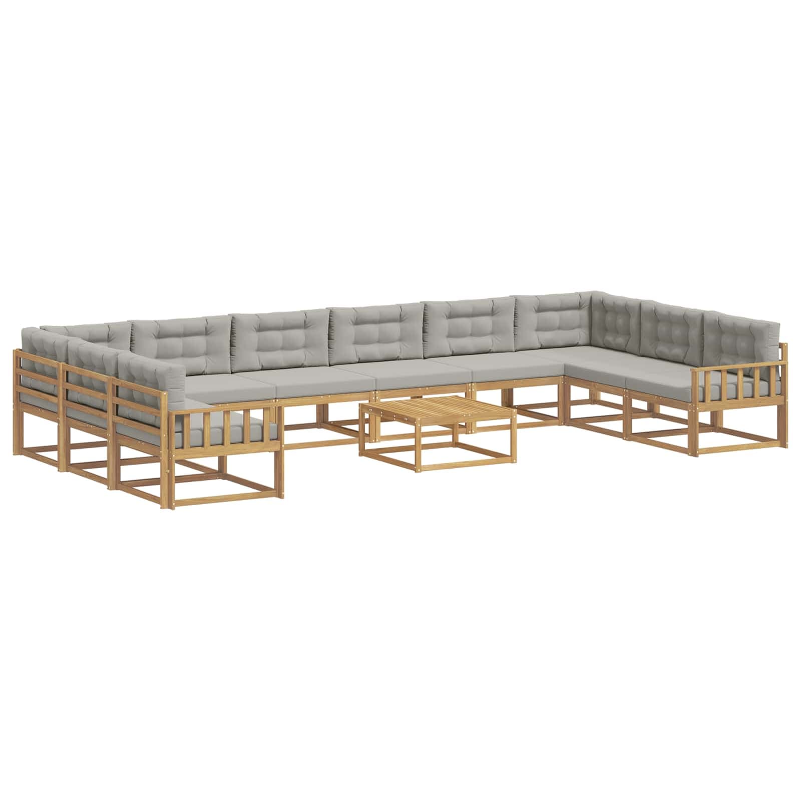 vidaXL Conjunto de Sofás para Exterior 11 pcs Branco e Cinzento-Claro