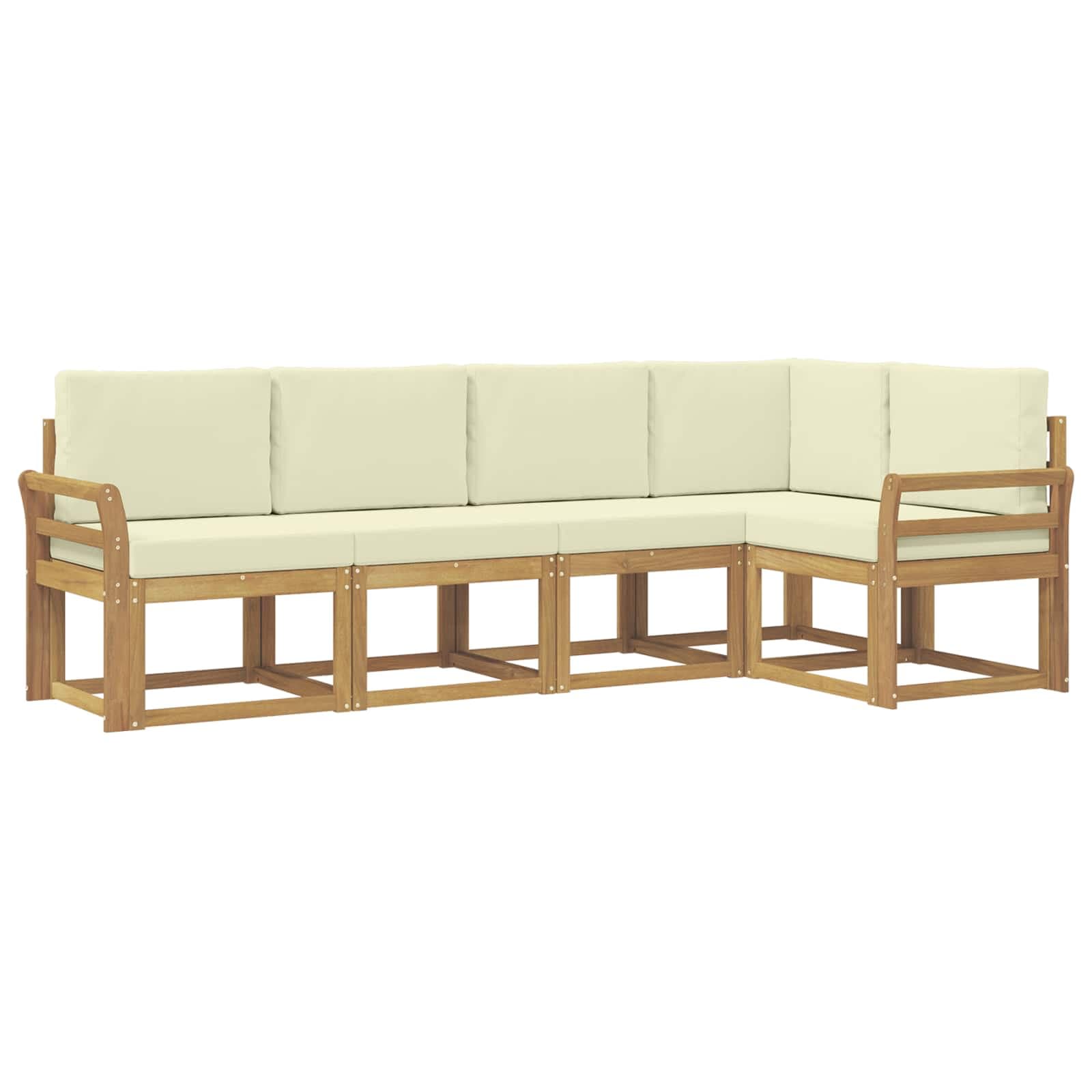 vidaXL Conjunto de Sofás para Exterior 5 pcs Branco e Creme