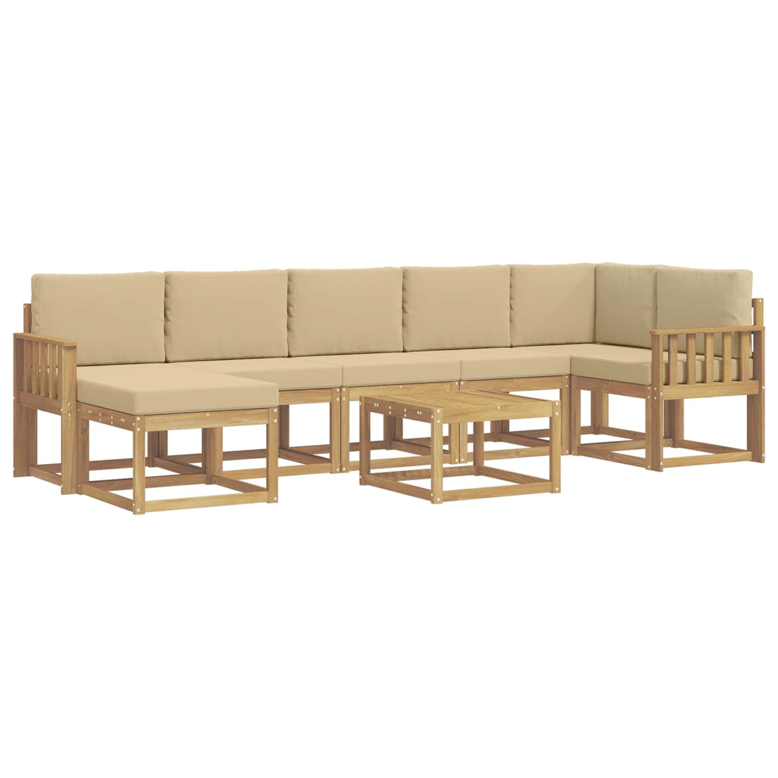 vidaXL Conjunto de Sofás para Exterior 8 pcs Branco e Bege Poliéster