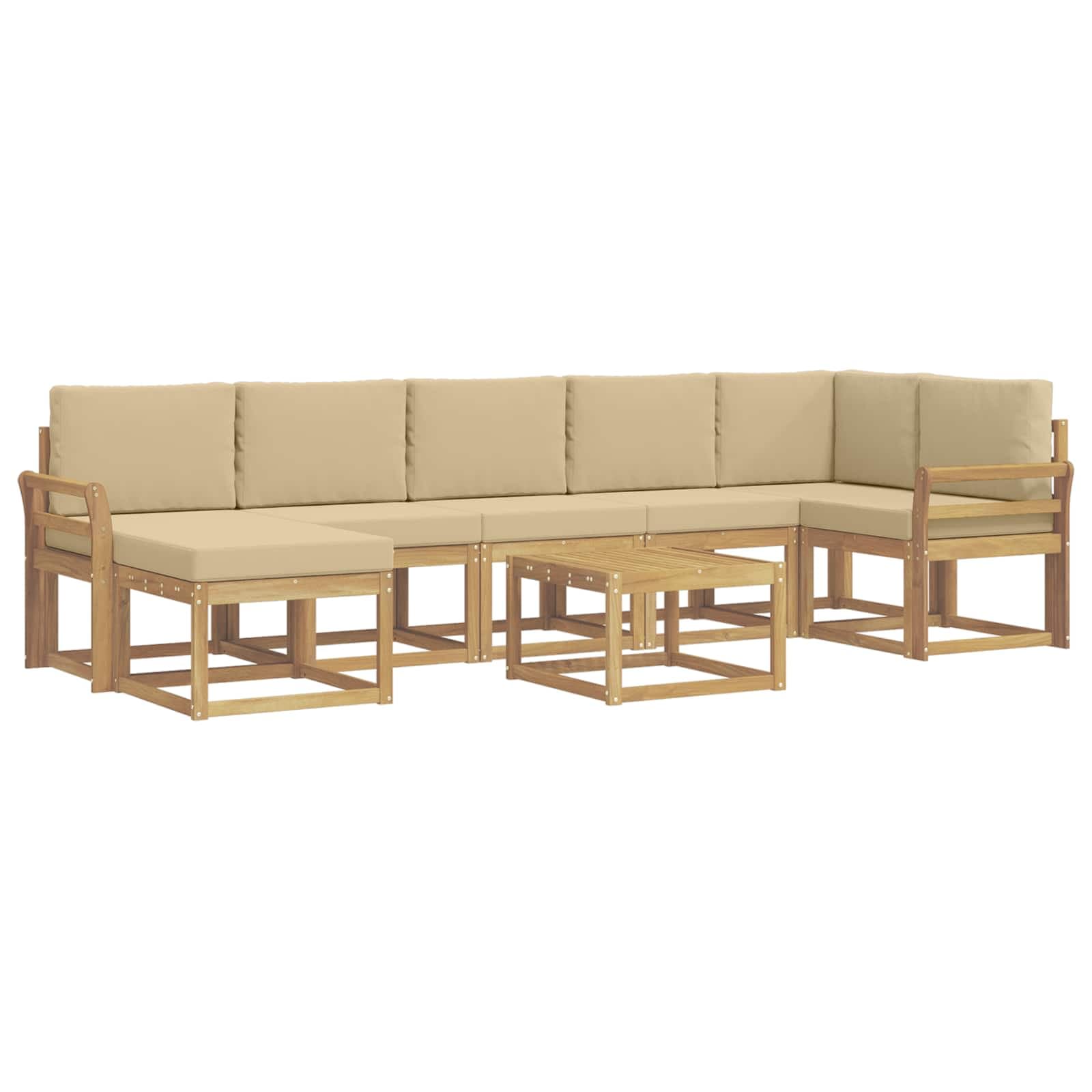 vidaXL Conjunto de Sofás para Exterior 8 pcs Branco e Bege Poliéster