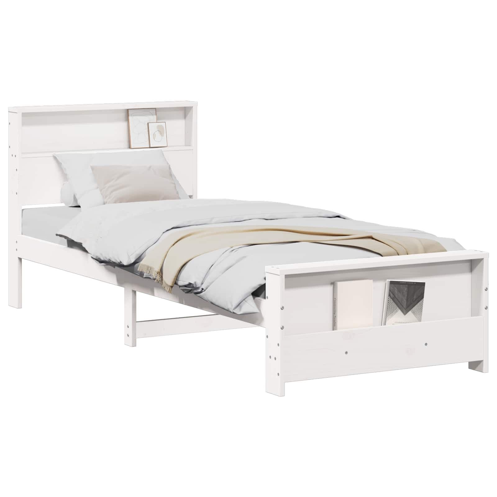 vidaXL Estrutura da Cama Branco 90 x 200 cm Madeira processada