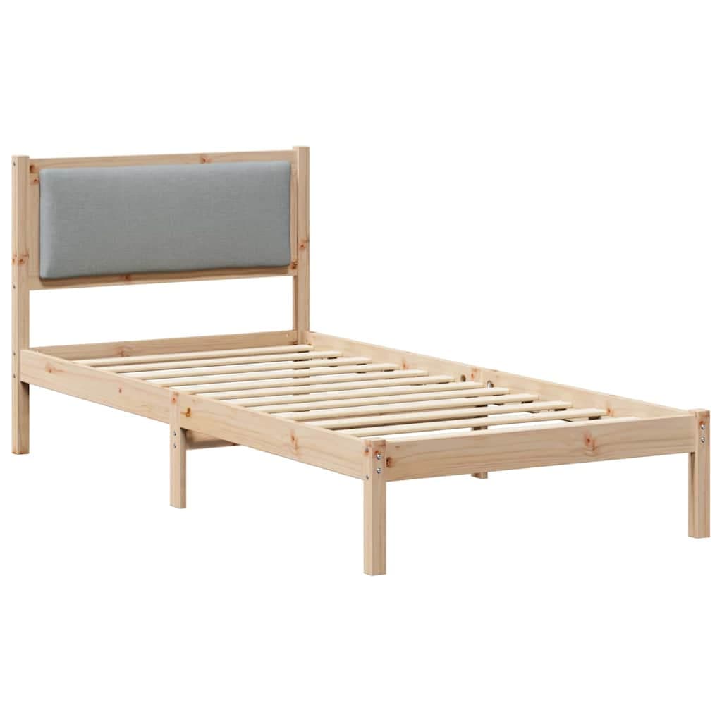 vidaXL Estrutura da Cama com cabeceira Cinzento-claro 90 x 190 cm