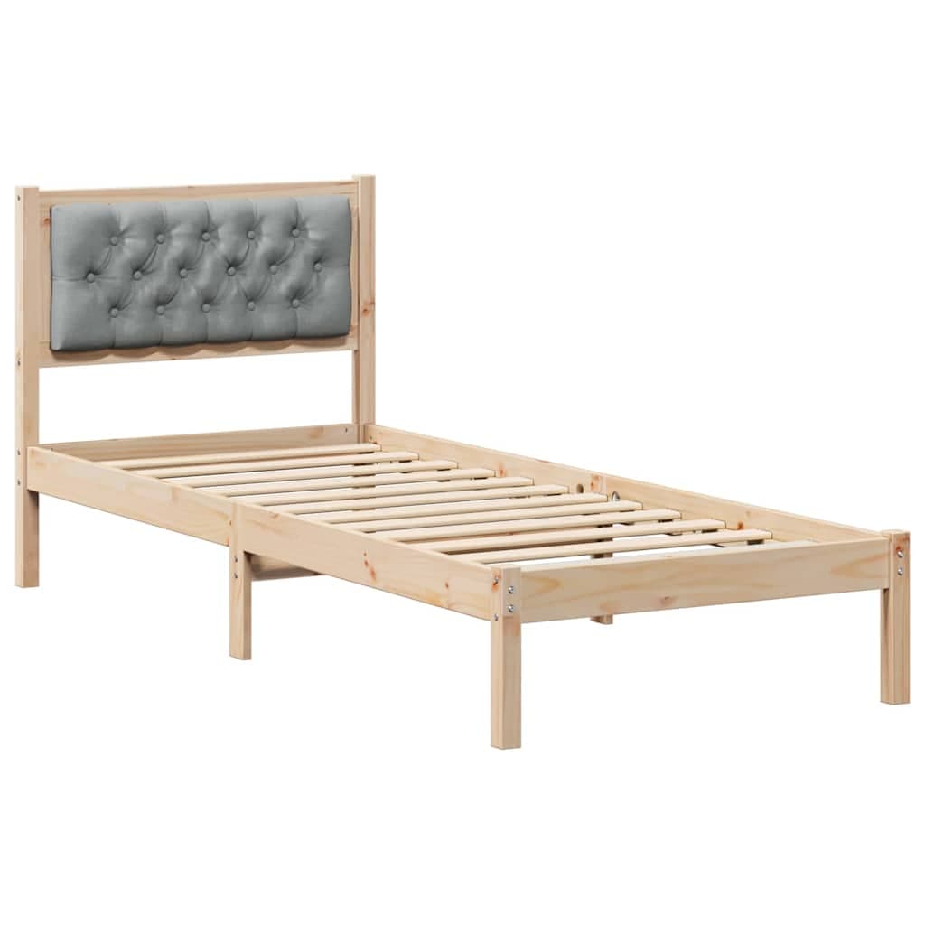 vidaXL Estrutura da Cama com cabeceira Cinzento-claro 90 x 190 cm