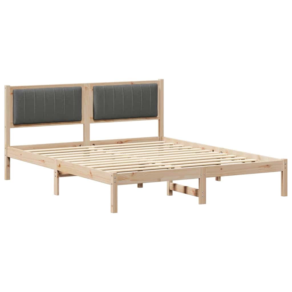 vidaXL Estrutura de Cama com Cabeceira Estofada Cinza Escuro