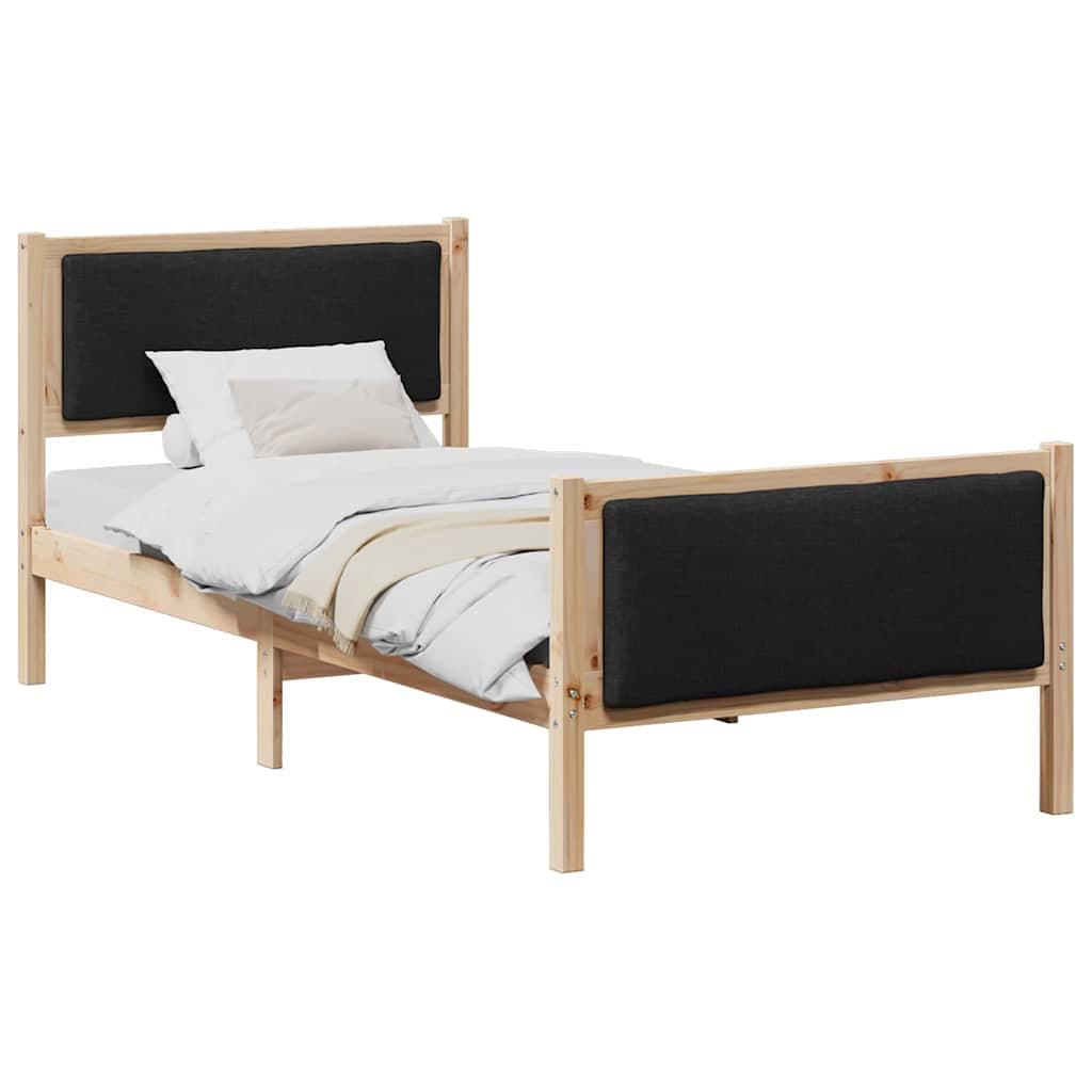 vidaXL Estrutura da Cama com cabeceira Preto 90 x 190 cm tecido