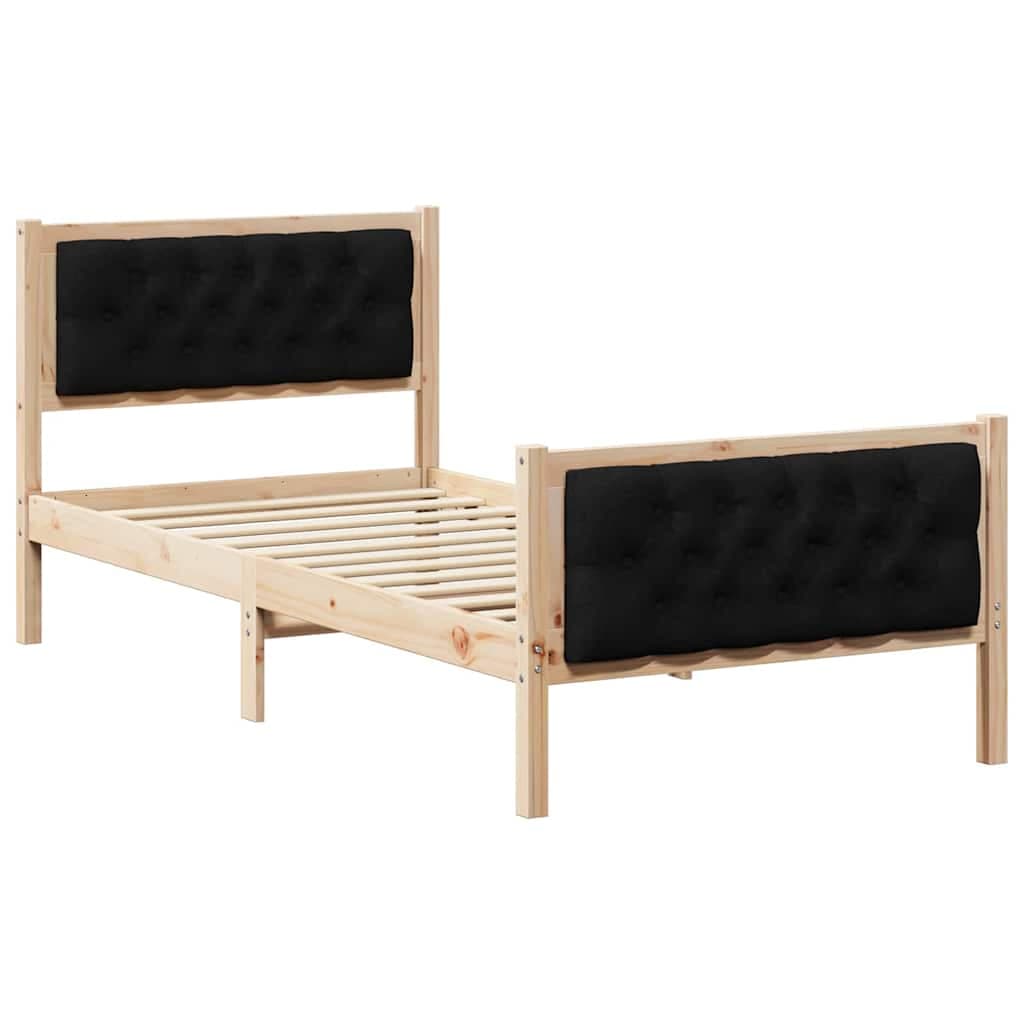 vidaXL Estrutura da Cama Preto 90 x 200 cm Madeira de Pinheiro Sólida