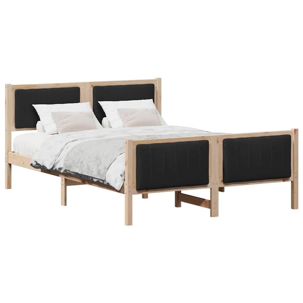vidaXL Estrutura da cama com cabeceira Castanho e preto 135 x 190 cm