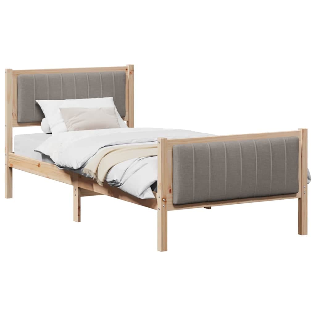vidaXL Estrutura da cama com cabeceira Marrom e taupe 90 x 200 cm