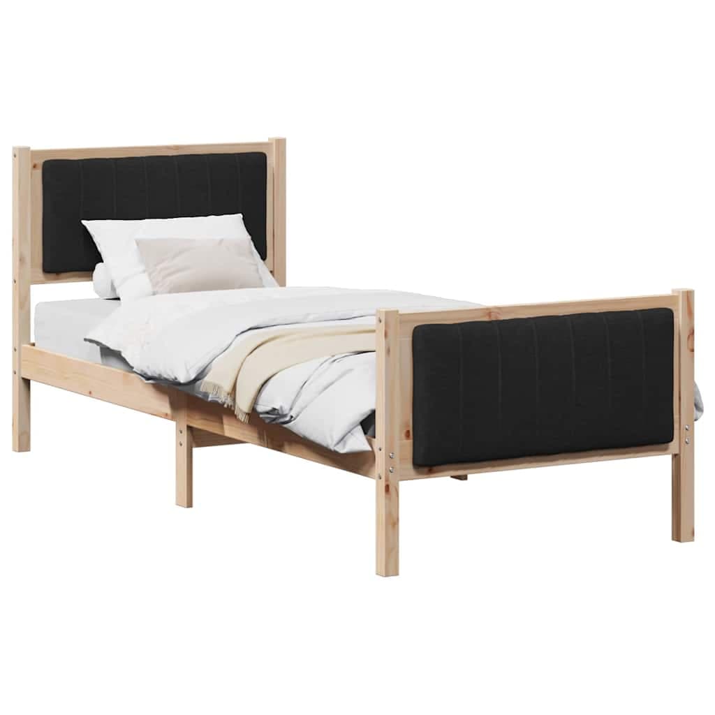 vidaXL Estrutura da cama com cabeceira Castanho e preto 75 x 190 cm