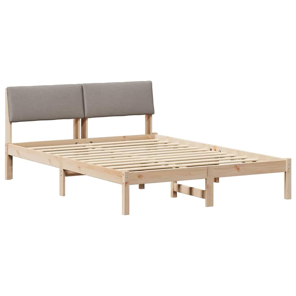 vidaXL Estrutura da cama com cabeceira Marrom e taupe 140 x 200 cm