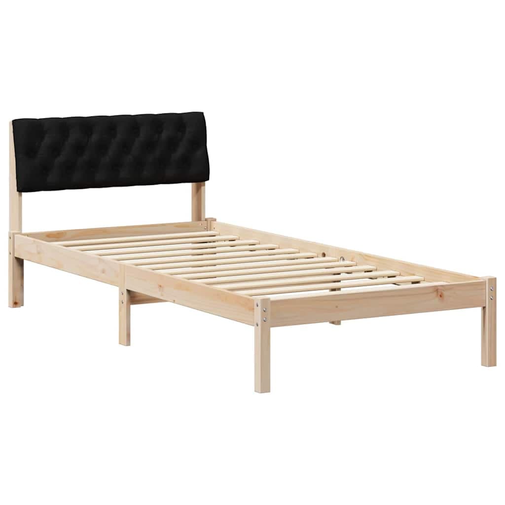 vidaXL Estrutura da cama com cabeceira Castanho e preto 90 x 200 cm