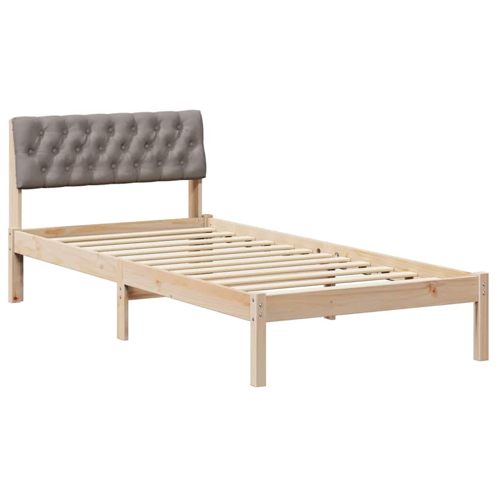 vidaXL Estrutura da cama com cabeceira Marrom e taupe 90 x 190 cm
