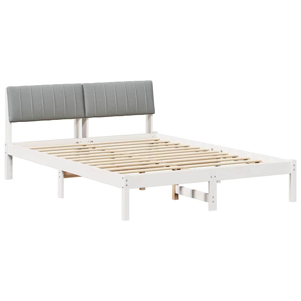 vidaXL Estrutura da cama Branco e cinza claro 135 x 190 cm