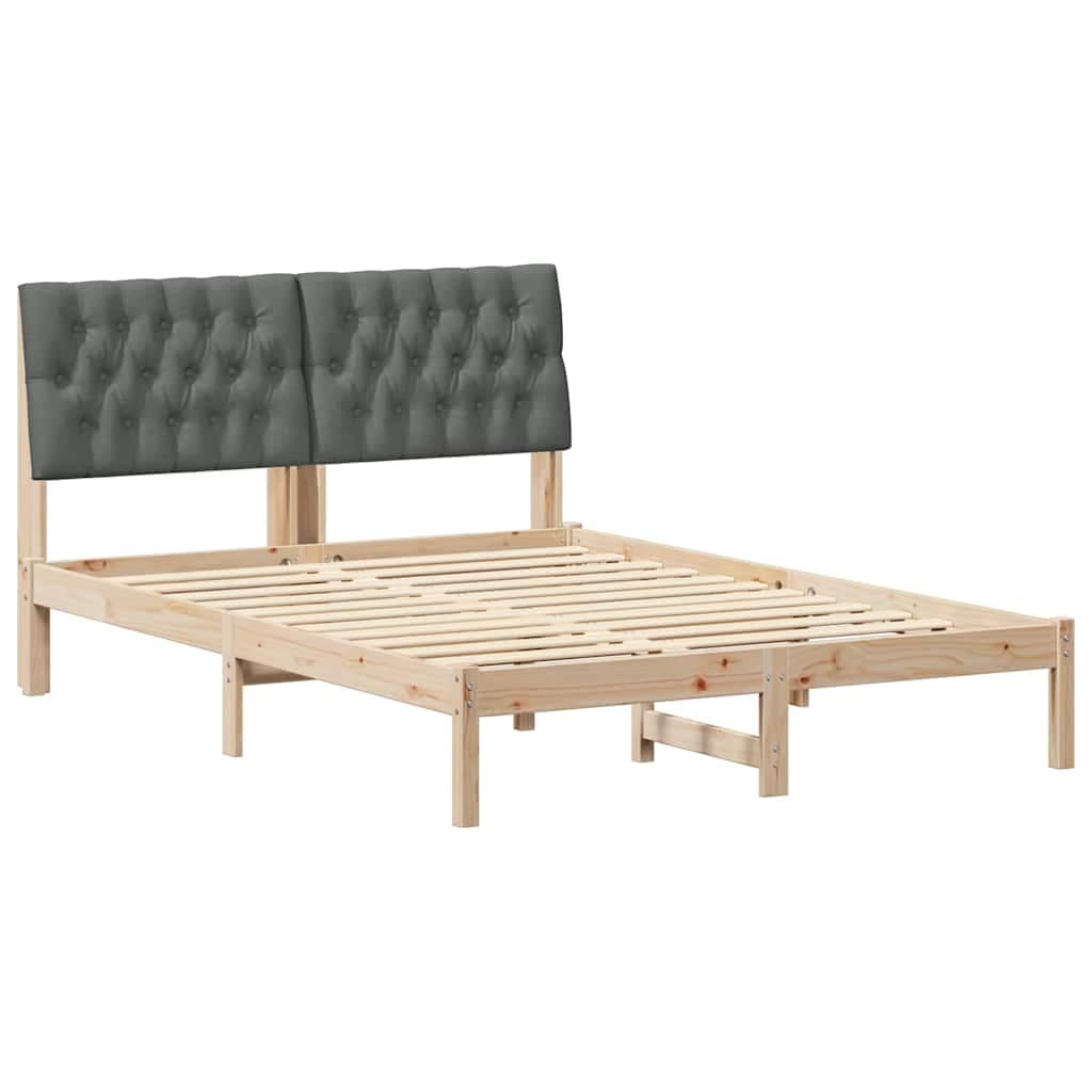 vidaXL Estrutura de Cama com Cabeceira Estofada Castanho 135 x 190 cm