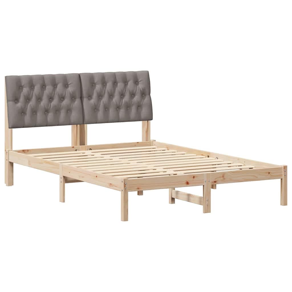 vidaXL Estrutura de Cama com Cabeceira Estofada Castanho 135 x 190 cm