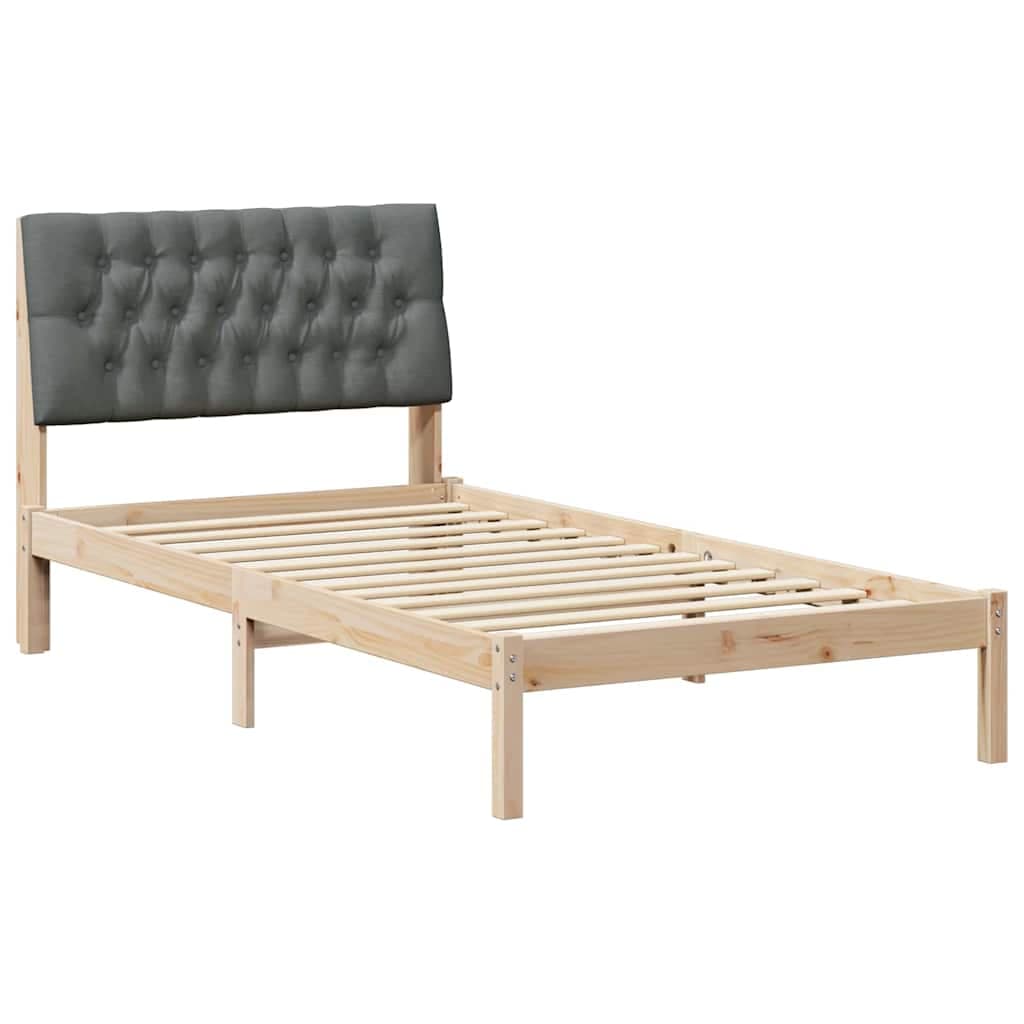 vidaXL Estrutura de Cama com Cabeceira Estofada Castanho 100 x 200 cm