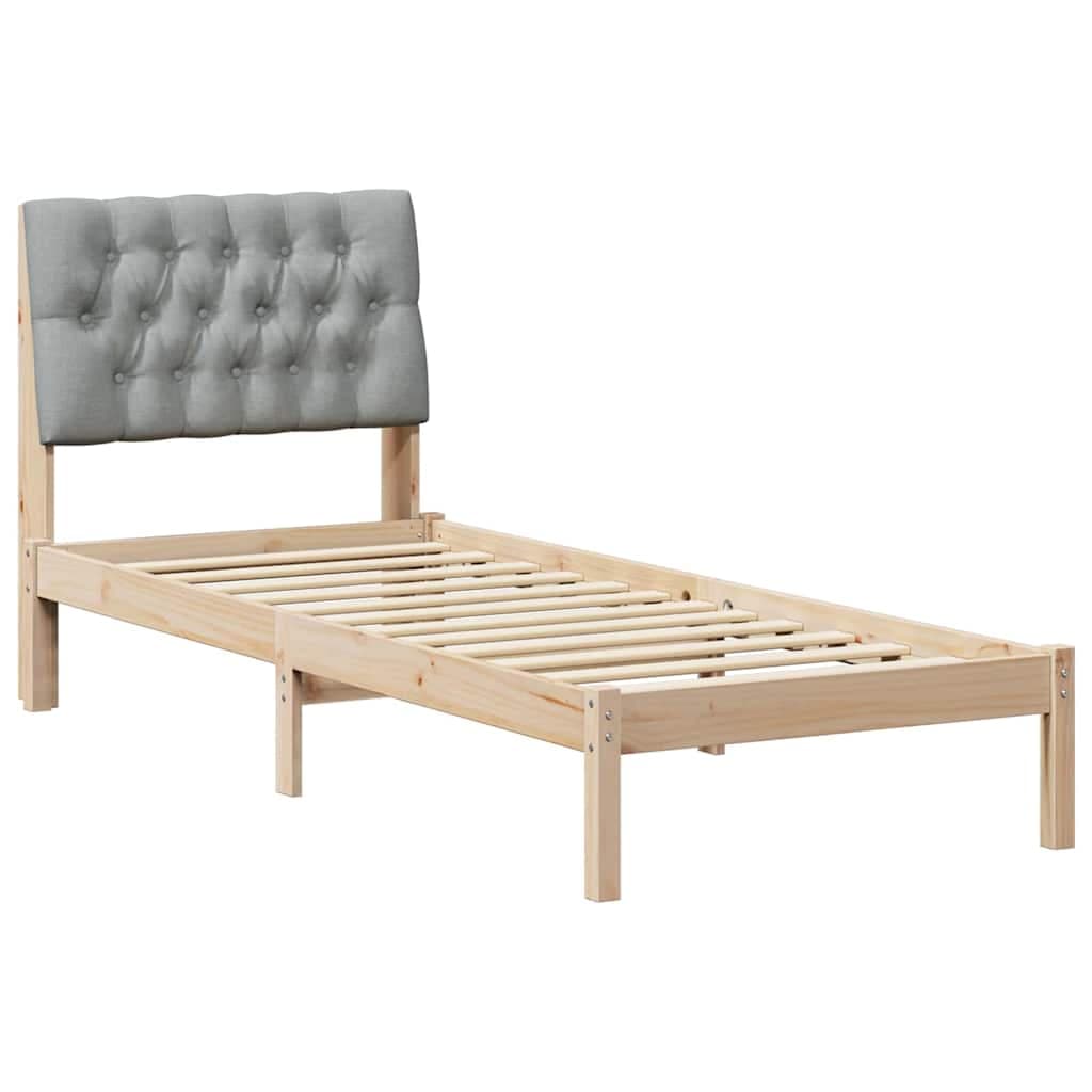 vidaXL Estrutura de Cama com Cabeceira Estofada Castanho 75 x 190 cm