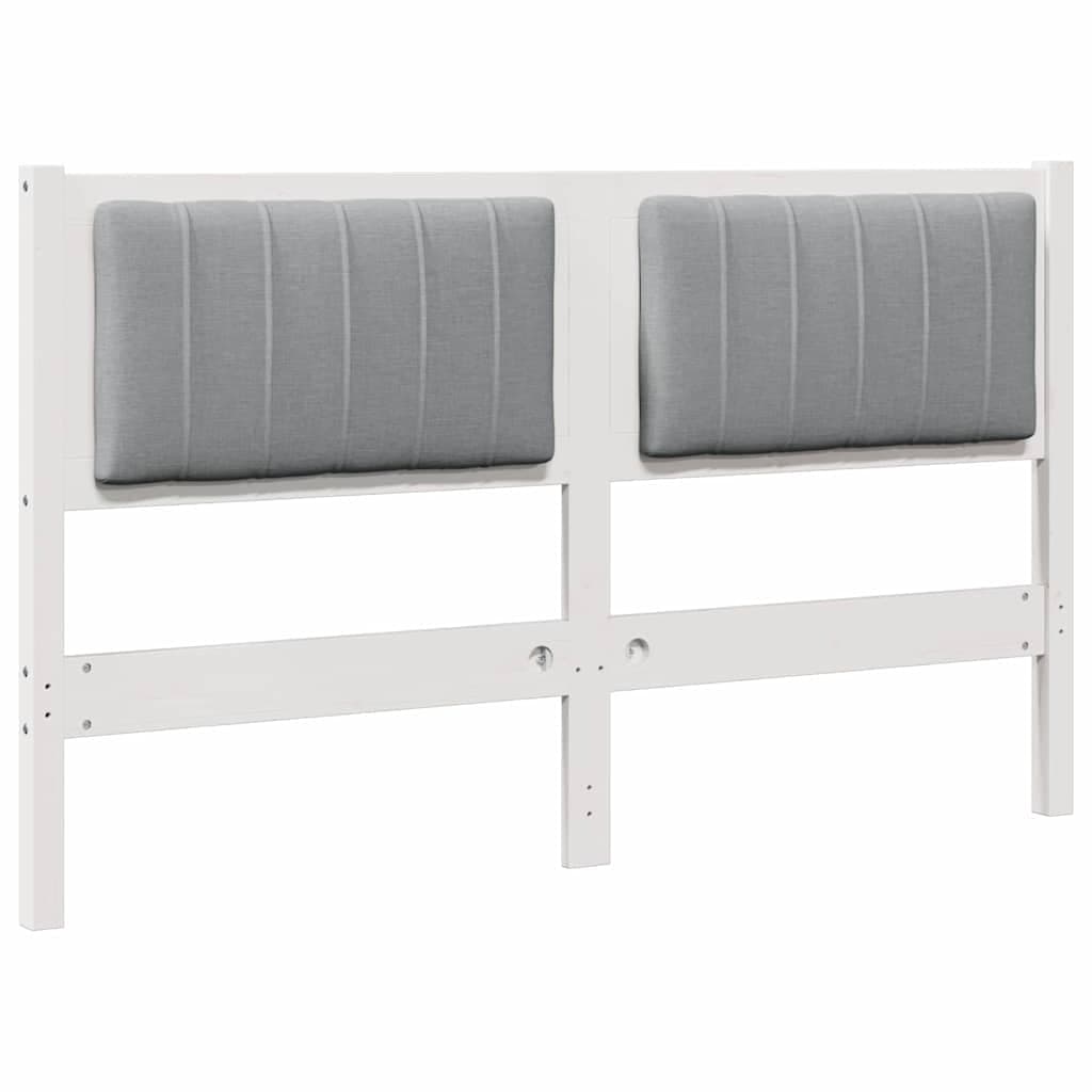 vidaXL Cabeceira estofada Branco 135 cm Madeira de Pinheiro Sólida