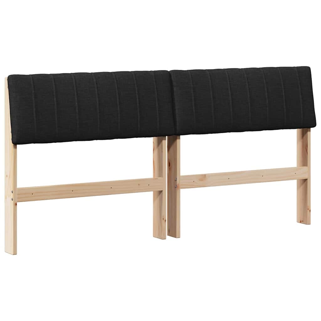 vidaXL Cabeceira estofada Preto 160 cm Madeira de Pinheiro Sólida