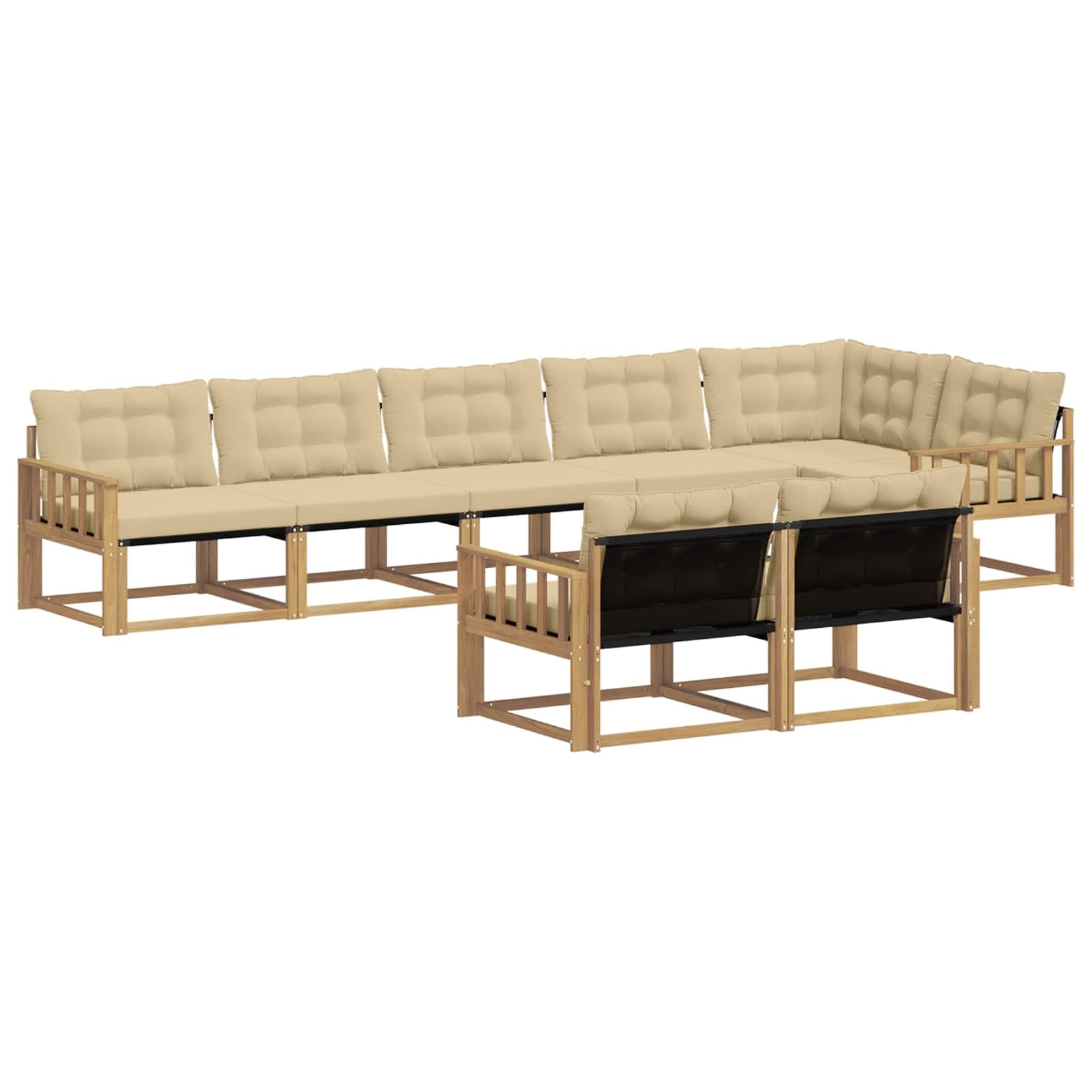vidaXL Conjunto de Sofás para Exterior 8 pcs Branco e Bege
