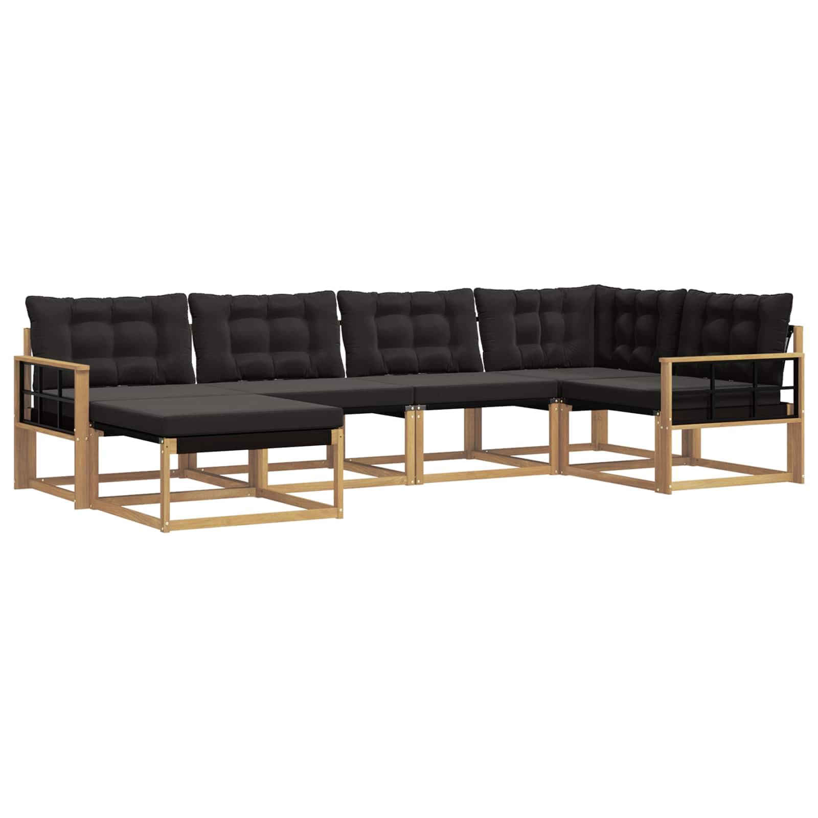 vidaXL Conjunto de Sofás para Exterior 6 pcs Branco e Preto