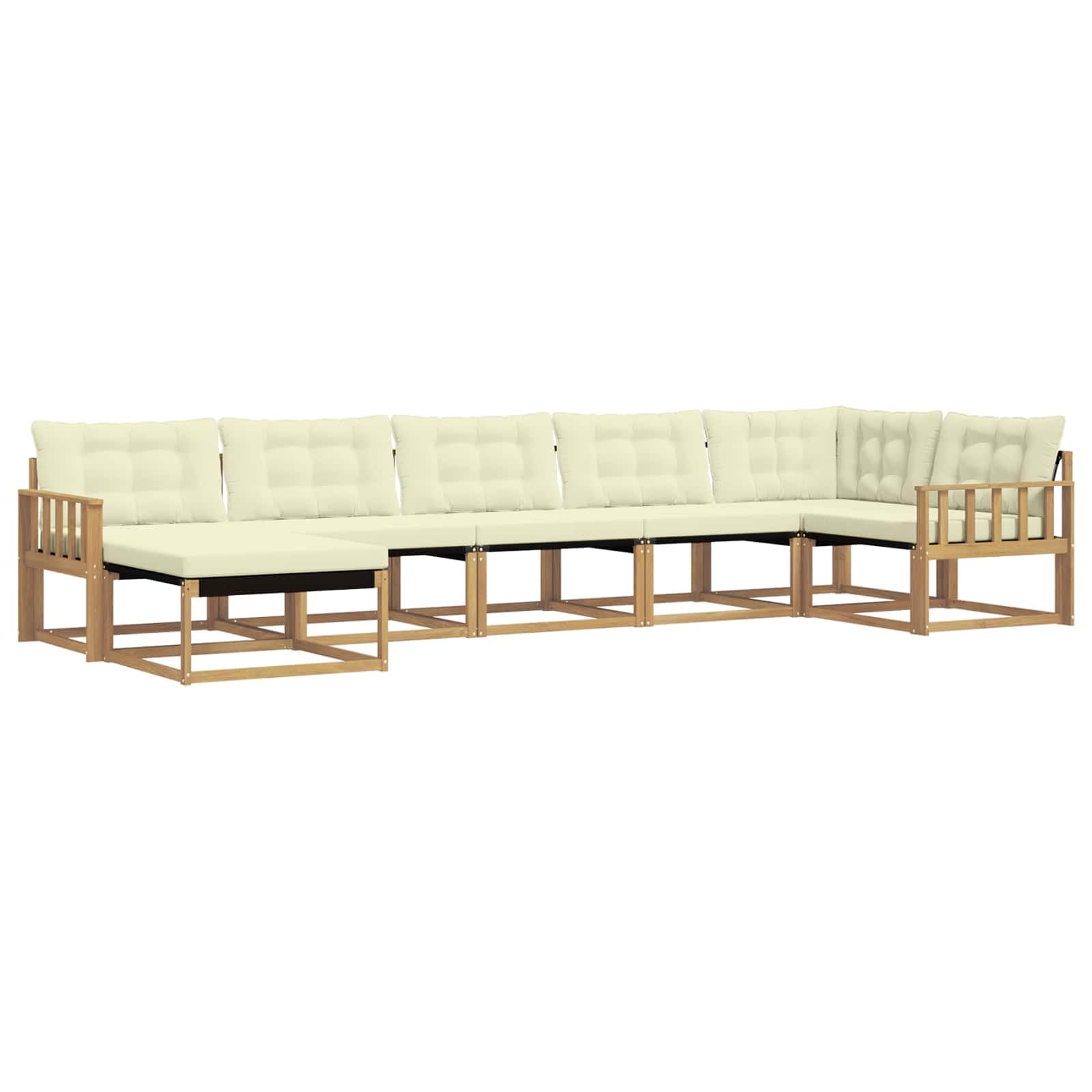 vidaXL Conjunto de Sofás para Exterior 7 pcs Branco e Creme