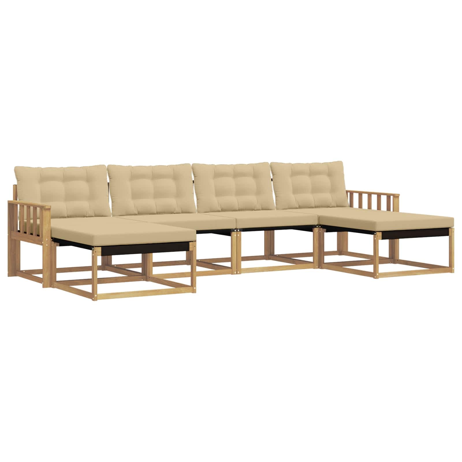 vidaXL Conjunto de Sofás para Exterior 6 pcs Branco e Bege
