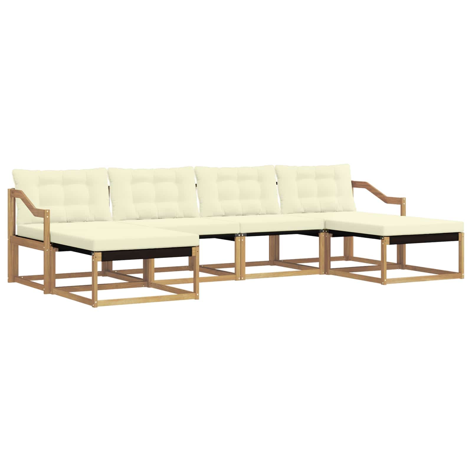 vidaXL Conjunto de Sofás para Exterior 6 pcs Branco e Creme