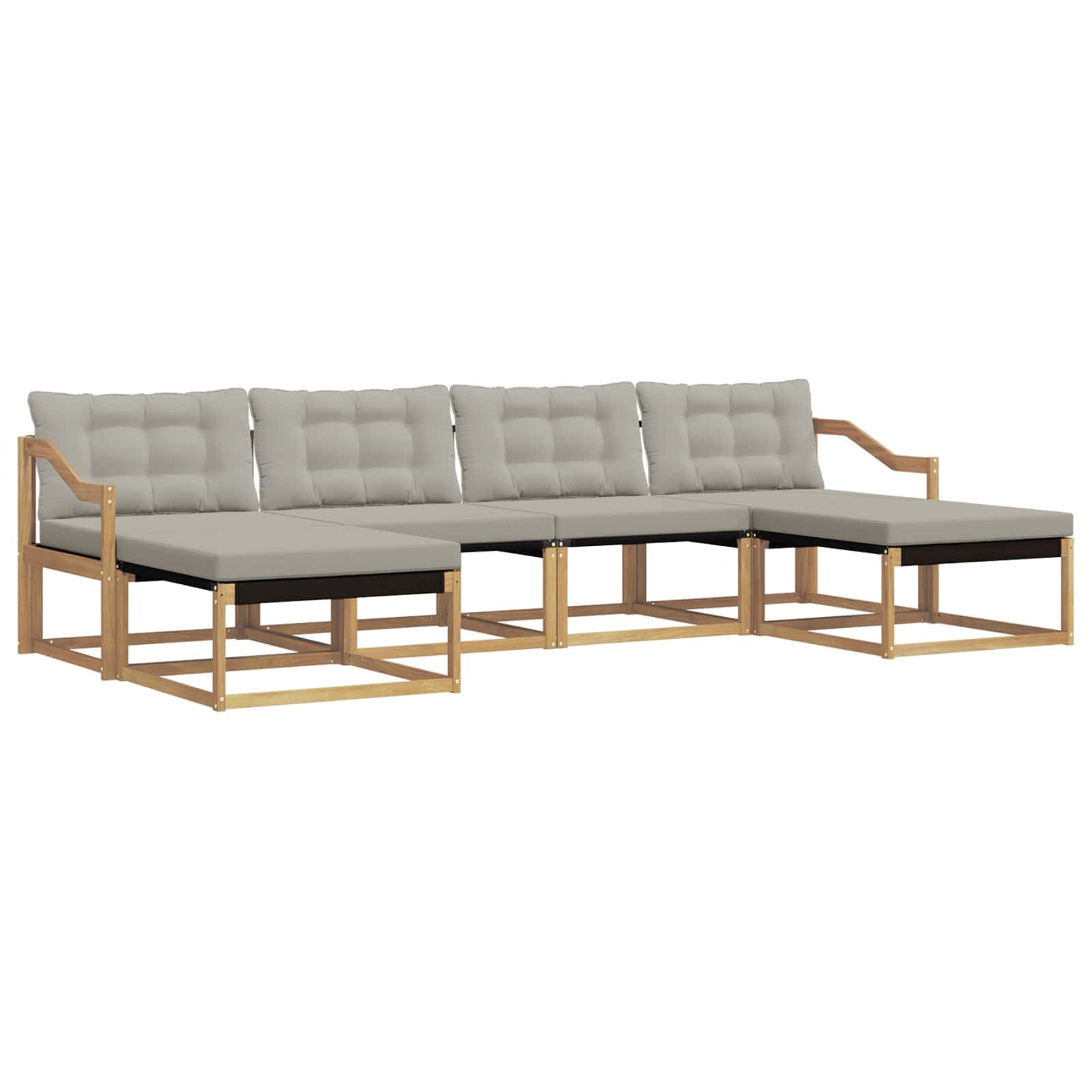 vidaXL Conjunto de Sofás para Exterior 6 pcs Branco e Cinzento-Claro