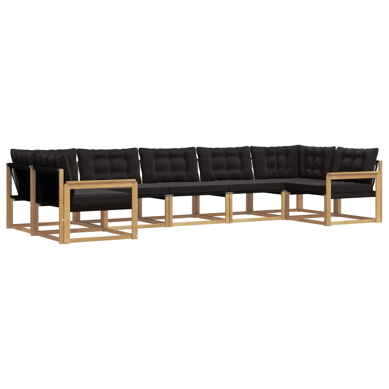 vidaXL Conjunto de Sofás para Exterior 7 pcs Branco e Preto