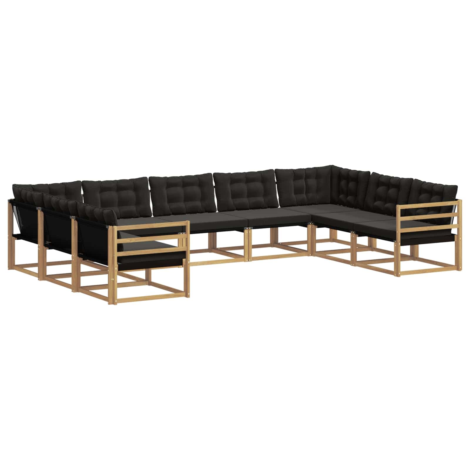 vidaXL Conjunto de Sofás para Exterior 9 pcs Branco e Preto