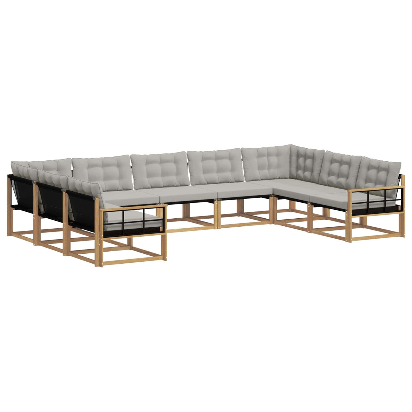 vidaXL Conjunto de Sofás para Exterior 9 pcs Branco e Cinzento-Claro